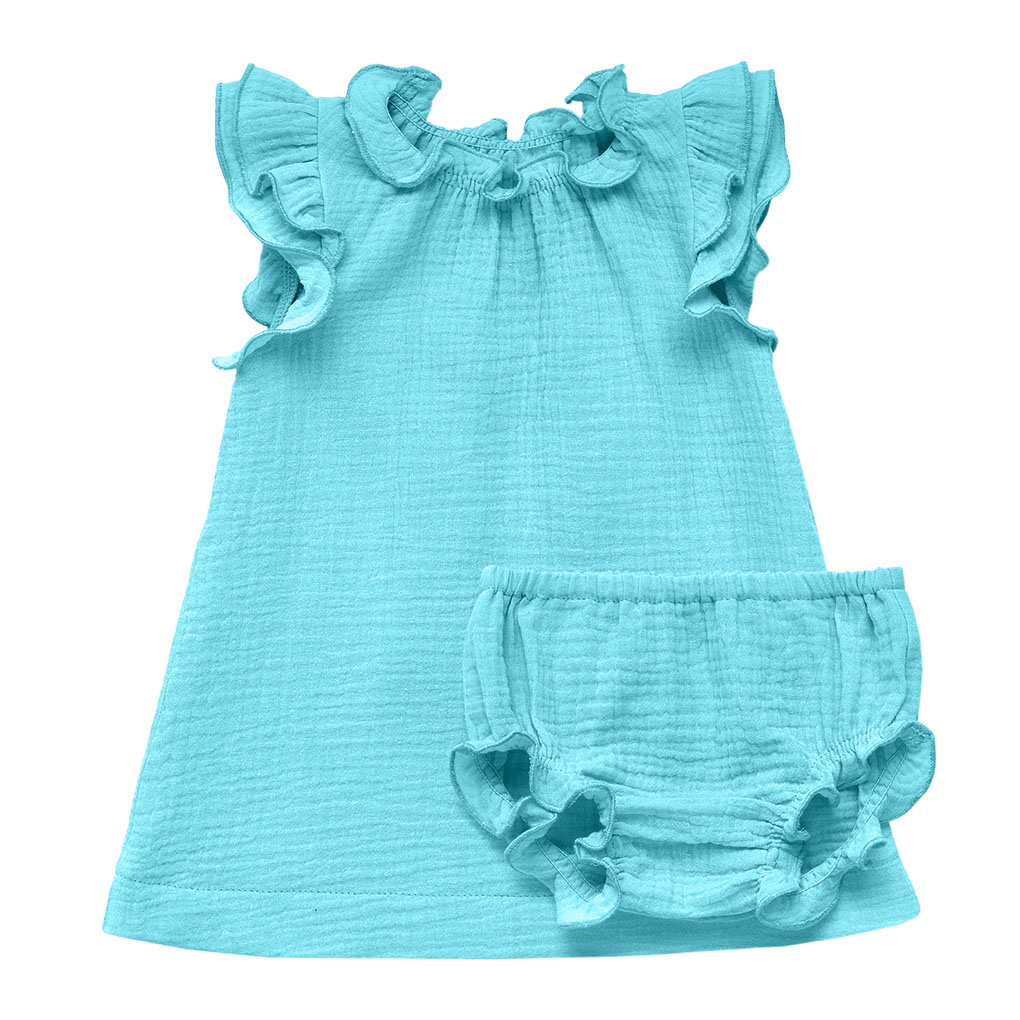 Платье из муслина с трусиками для малышей (6-9м Мятный) LOLOCLO