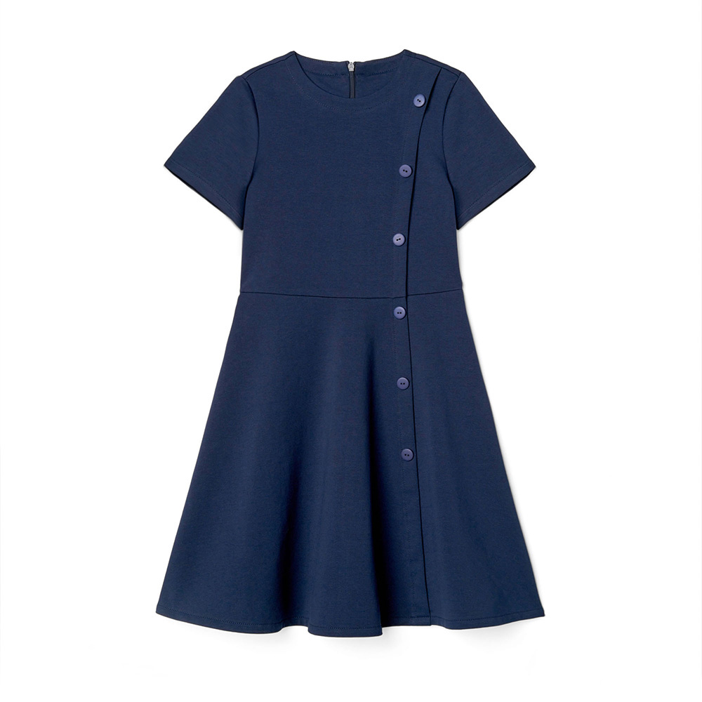Платье с юбкой трапецией (12 Темно-синий)