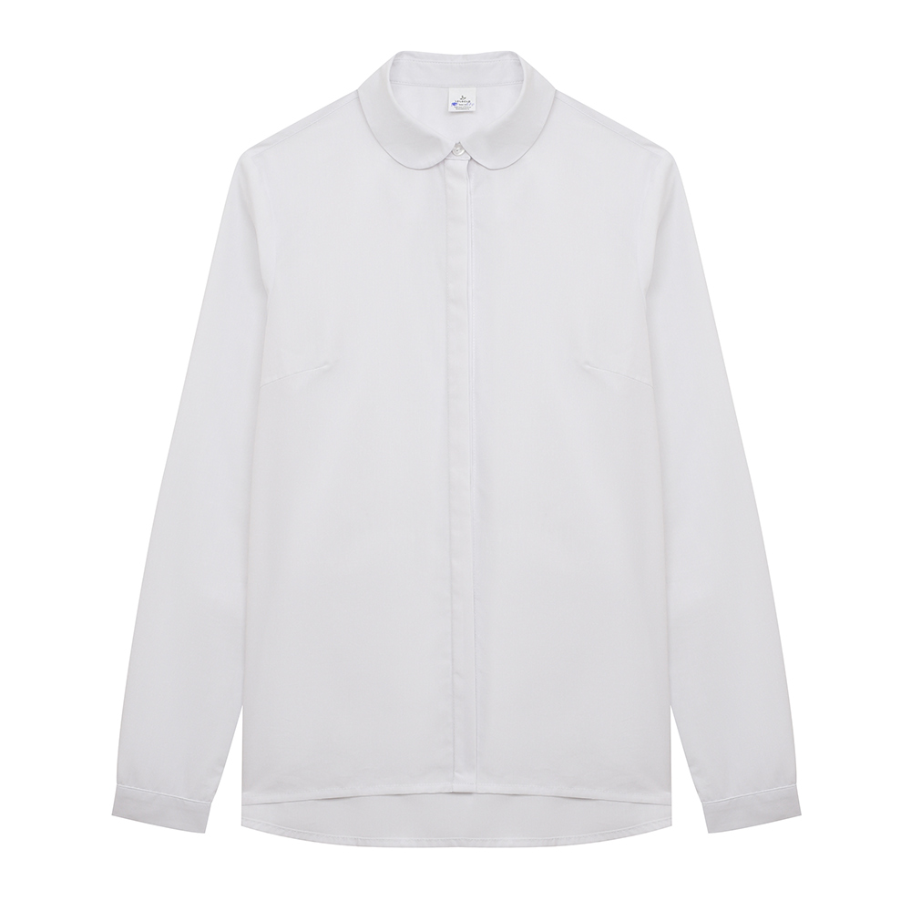 Рубашка с закругленным воротничком (12 Белый)